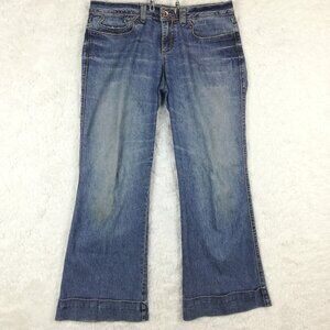 Rewind Womens Jeans Wide Leg Blue Denim Flap Pocket‎ Medium Wash Mid Rise 11